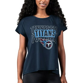 エムエスエックスバイミカエルストラハン レディース Tシャツ トップス Tennessee Titans MSX by Michael Strahan Women's Abigail Back Slit TShirt Navy