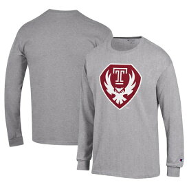 チャンピオン メンズ Tシャツ トップス Temple Owls Champion Long Sleeve Jersey TShirt Gray