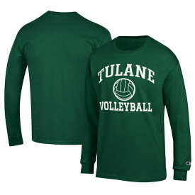 チャンピオン メンズ Tシャツ トップス Tulane Green Wave Champion Stacked Logo Volleyball Jersey Long Sleeve TShirt Green