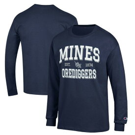 チャンピオン メンズ Tシャツ トップス Colorado School of Mines Orediggers Champion Jersey Est. Date Long Sleeve TShirt Navy
