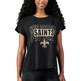 エムエスエックスバイミカエルストラハン レディース Tシャツ トップス New Orleans Saints MSX by Michael Strahan Women's Abigail Back Slit TShirt Black