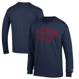 チャンピオン メンズ Tシャツ トップス Pennsylvania Quakers Champion Jersey Long Sleeve TShirt Navy