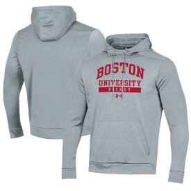 アンダーアーマー メンズ パーカー・スウェットシャツ アウター Boston University Under Armour Hockey Fleece Pullover Hoodie Gray