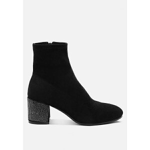 ���O �A���h �R�[ ���f�B�[�X �u�[�c �V���[�Y Womens Chena Rhinestones Embellished Block Heel Boots Black