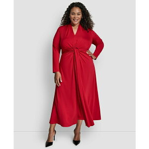 �_�i �L������ �j���[���[�N ���f�B�[�X �����s�[�X �g�b�v�X Plus Size Long Sleeve O-Ring Maxi Dress Red