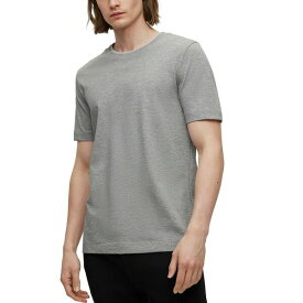 ヒューゴボス メンズ Tシャツ トップス Men's Double Collar Slim-Fit T-shirt Silver