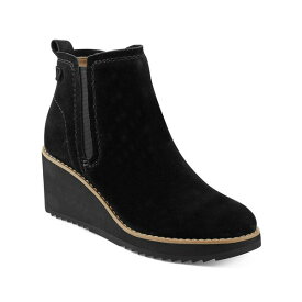 アース レディース ブーツ シューズ Women's Cleia Slip-On Round Toe Casual Wedge Booties Black Suede