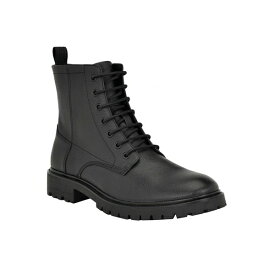 カルバンクライン メンズ ブーツ シューズ Men's Lealin Lace-Up Lug Sole Boots Black Leather
