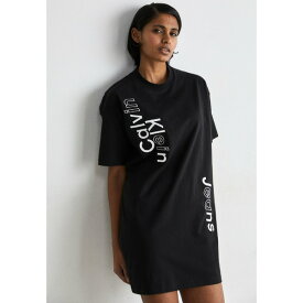 カルバンクライン レディース ワンピース トップス MULTI PLACEMENT LOGO TEE DRESS - Jersey dress - black