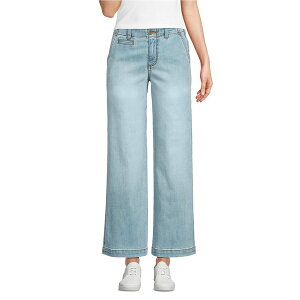 �����Y�G���h ���f�B�[�X �f�j���p���c �{�g���X Women's Mid Rise Denim Wide Leg Ankle Jeans Breeze blue wash