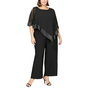 GX G t@bVY fB[X s[X gbvX Plus Size Asymmetrical-Overlay Jumpsuit Black