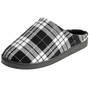 LOTCY Y T_ V[Y Men's Big & Tall Fleece Clog Slippers Heather grey plaid