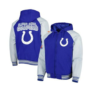 J[oNX Y WPbgu] AE^[ Men's Royal Indianapolis Colts Defender Raglan Full-Zip Hoodie Varsity Jacket Royal