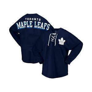 t@ieBNX fB[X TVc gbvX Women's Navy Toronto Maple Leafs Spirit Lace-Up V-Neck Long Sleeve Jersey T-shirt Navy