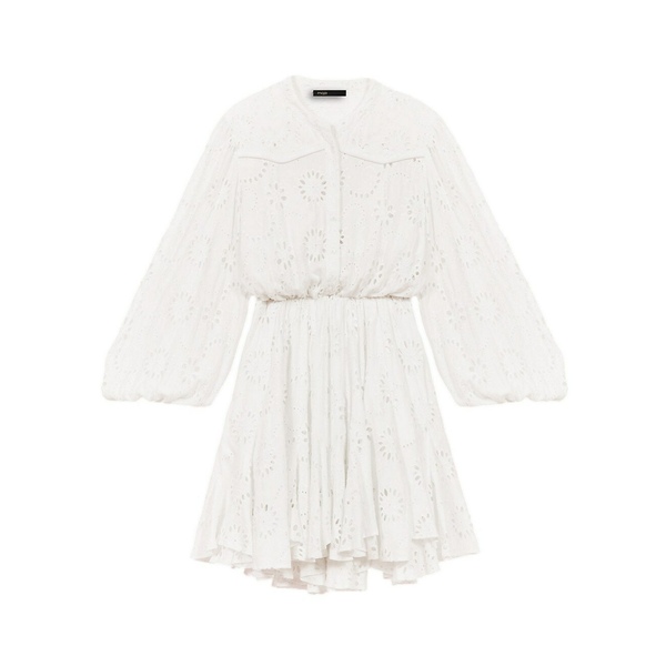 マージュ レディース ワンピース トップス Embroidered Ruffled Dress white