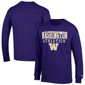 チャンピオン メンズ Tシャツ トップス Washington Huskies Champion Athletics Logo Stack Long Sleeve TShirt Purple