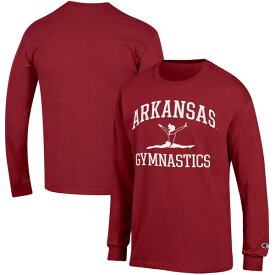 チャンピオン メンズ Tシャツ トップス Arkansas Razorbacks Champion Gymnastics Icon Long Sleeve TShirt Cardinal
