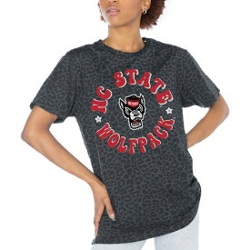 ゲームデイ レディース Tシャツ トップス NC State Wolfpack Gameday Couture Women's Victory Lap Leopard Standard Fit TShirt Charcoal