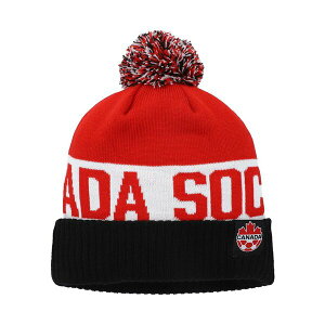 �i�C�L �����Y �X�q �A�N�Z�T���[ Men's Black, Red Canada Soccer Classic Stripe Cuffed Knit Hat with Pom Black, Red