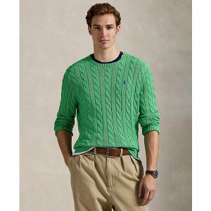 t[ Y jbg&Z[^[ AE^[ Men's Cable-Knit Cotton Sweater Palm Green Heather