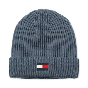 g~[ qtBK[ Y Xq ANZT[ Men's Fisherman Ribbed-Knit Logo Beanie Faded Indigo