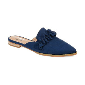 W[j[RNV fB[X T_ V[Y Women's Kessie Ruffle Pointed Toe Slip On Mules Blue