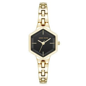 ANC fB[X rv ANZT[ Women's Quartz Petite Hexagonal Black and Gold-Tone Alloy Metal Bracelet Watch, 21mm Black/Gold-Tone