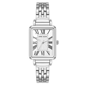 ANC fB[X rv ANZT[ Women's Quartz Rectangular Roman Numeral Silver-Tone Metal Alloy Watch, 23mm Silver-Tone