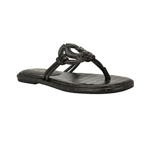 QX fB[X Xj[J[ V[Y Women's Saime Embellished G Cutout Flat Thong Sandals Dark Brown