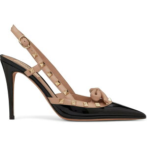 Valentino @eBm fB[X Xj[J[ yValentino Garavani Rockstud Bow Slingback Patent Leather Pump 100mm Black Beigez TCY EU_36.5(23cm) Black/Beige