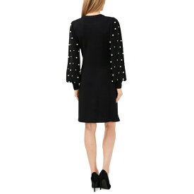 セセ レディース ワンピース トップス Women's Imitation Pearls Sleeve Crewneck Sweater Dress Rich Black