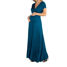 24セブンコンフォート レディース ワンピース トップス Cap Sleeve V Neck Maternity Maxi Dress Teal