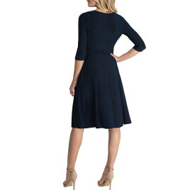 キヨナ レディース ワンピース トップス Women's Essential Wrap Dress with 3/4 Sleeves Nouveau navy