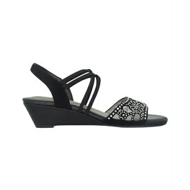 インポ レディース サンダル シューズ Women's Geum Embellished Stretch Wedge Sandals Black