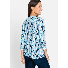 オルセン レディース カットソー トップス Cotton Blend 3/4 Sleeve Geo Print Tunic T-Shirt containing TENCEL[TM] Modal Ciel blue