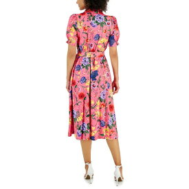 アンクライン レディース ワンピース トップス Women's Sateen Floral-Print Shirtdress Camellia M