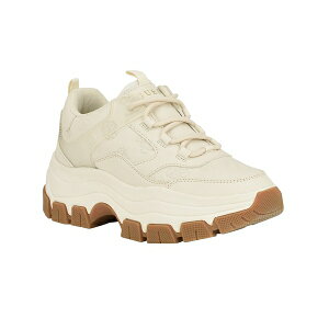 QX fB[X Xj[J[ V[Y Women's Bisun Lugged Rubber Sole Lace Up Platform Sneakers Chic Cream