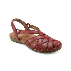 A[X fB[X T_ V[Y Women's Berri Woven Casual Round Toe Slip-on Sandals Red Leather