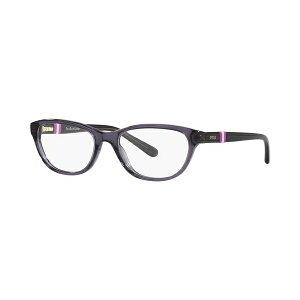 t[ fB[X TOXACEFA ANZT[ Polo Prep Women's Cat Eye Eyeglasses, PP8542 Shiny Transparent Purple