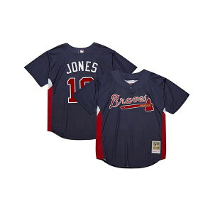 ~b`F&lX Y Vc gbvX Mitchell Ness Men's Chipper Jones Navy Atlanta Braves Cooperstown Collection 2007 Batting Practice Jersey Navy