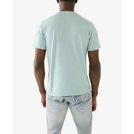 トゥルーレリジョン メンズ Tシャツ トップス Men's Short Sleeve Pile Arch Logo T-shirt Dusty Blue