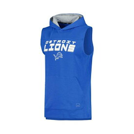 エムエスエックスバイミカエルストラハン レディース Tシャツ トップス Men's Blue Detroit Lions Captain Tri-Blend Sleeveless Hoodie T-shirt Blue