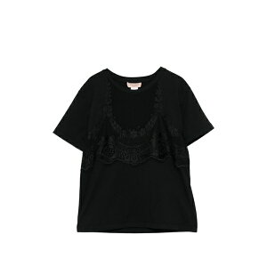 �c�C���Z�b�g ���f�B�[�X T�V���c �g�b�v�X Lace-detail short-sleeve top Black
