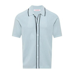 �I�[���o�[ �u���E�� �����Y �V���c �g�b�v�X Roddy button-up perforated shirt Blue