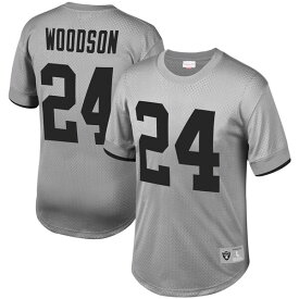 ミッチェル&ネス メンズ Tシャツ トップス Charles Woodson Los Angeles Raiders Mitchell & Ness Retired Player Name & Number Mesh Crew Neck Top Silver