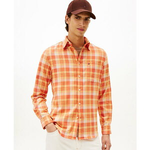 g~[ qtBK[ Y Vc gbvX Men's Soft Touch Blend Check Shirt Brilliant Orange/Check