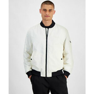 q[S{X Y WPbgu] AE^[ Men's Baken2435 Slim-Fit Satin Bomber Jacket White