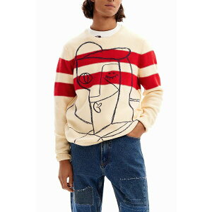 fWOA Y jbg&Z[^[ AE^[ Men's Striped sweater with pattern. White