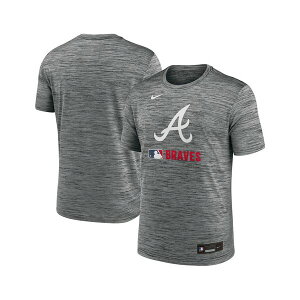 �i�C�L �����Y �V���c �g�b�v�X Men's Anthracite Atlanta Braves Authentic Collection Velocity Performance Practice T-Shirt Anthracite