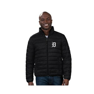 J[oNX Y WPbgu] AE^[ Men's Black Detroit Tigers Packable Neck Pillow Full-Zip Puffer Jacket Black